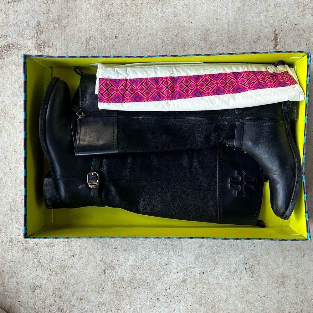 Tory Burch Simone Knee High Riding Boots 35mm Black - 8.5 WITH BOX